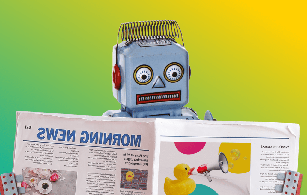 Image of a robot reading a newspaper